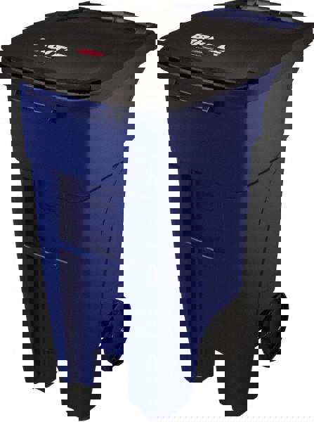 Rollout Trash Can: 32 gal, Rectangle, Blue